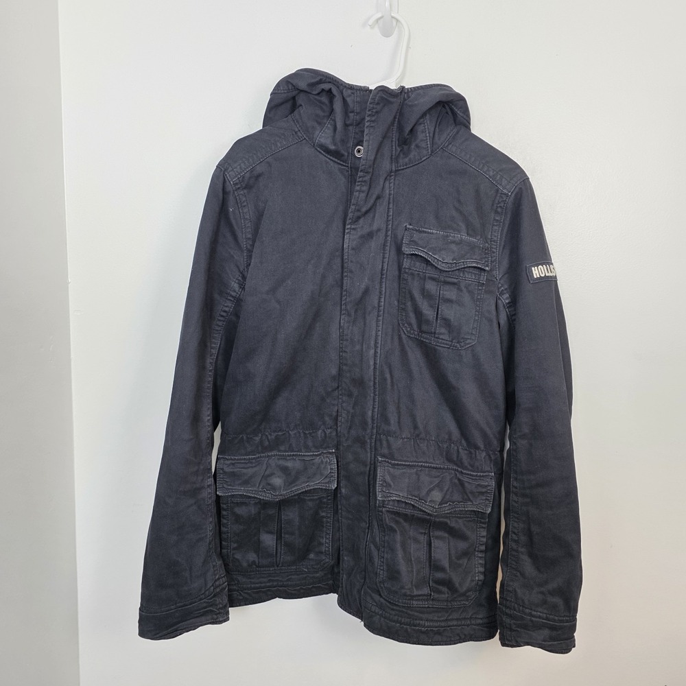 Hollister Men's Navy Y2K Grunge Cargo Utility Jacket Size Small